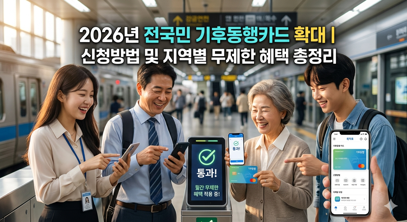 2026년 전국민 기후동행카드 확대 신청방법 및 지역별 무제한 교통비 혜택 가이드 - 정책잇슈 정대표